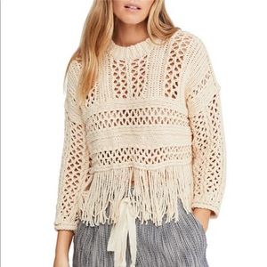 Free People Higher Love Fringes Crochet Sweater